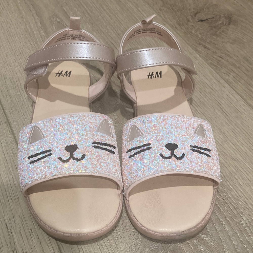 H&M Kids Sparkly Cat Face Sandals - Light Pink size 1
